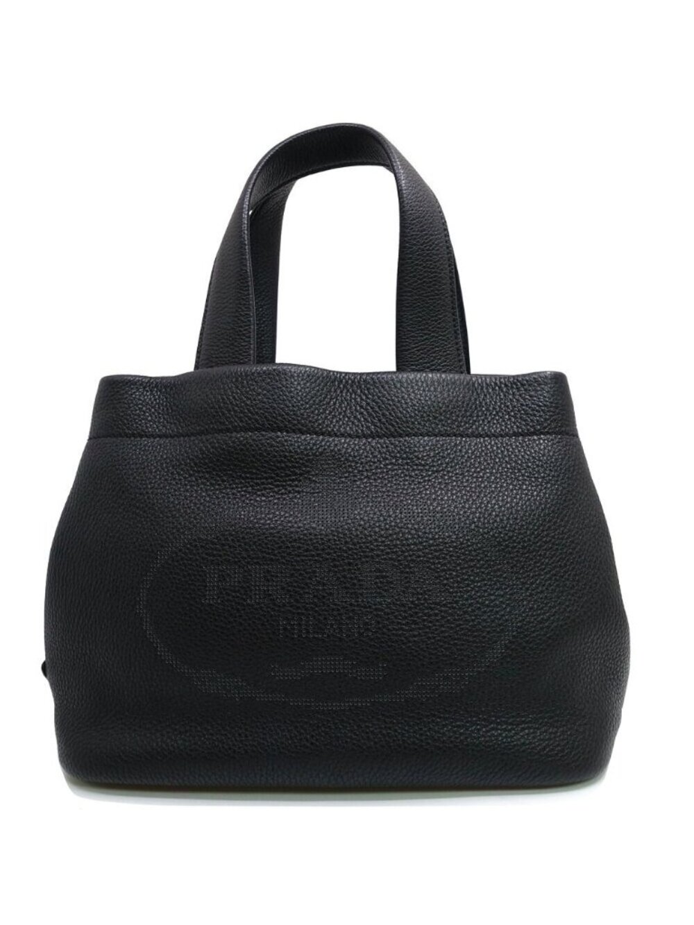 Prada Small Tote Bag Leather Black Gold